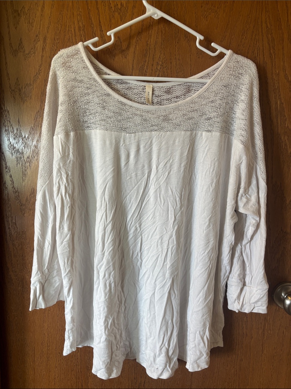 Relaxed Cream Two-Tone Knit Yoke